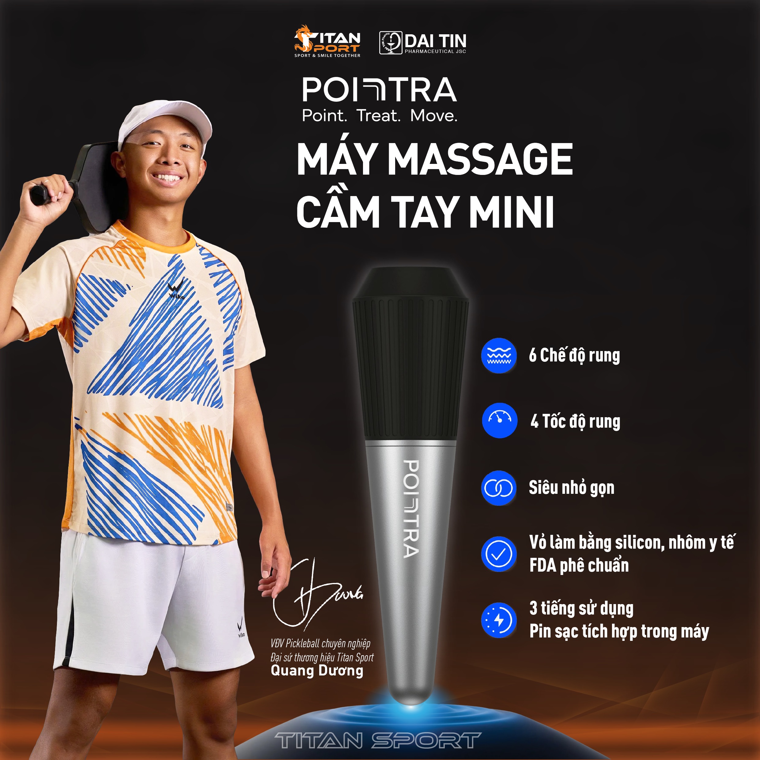 Người chơi thể thao sử dụng máy massage phục hồi Pointra