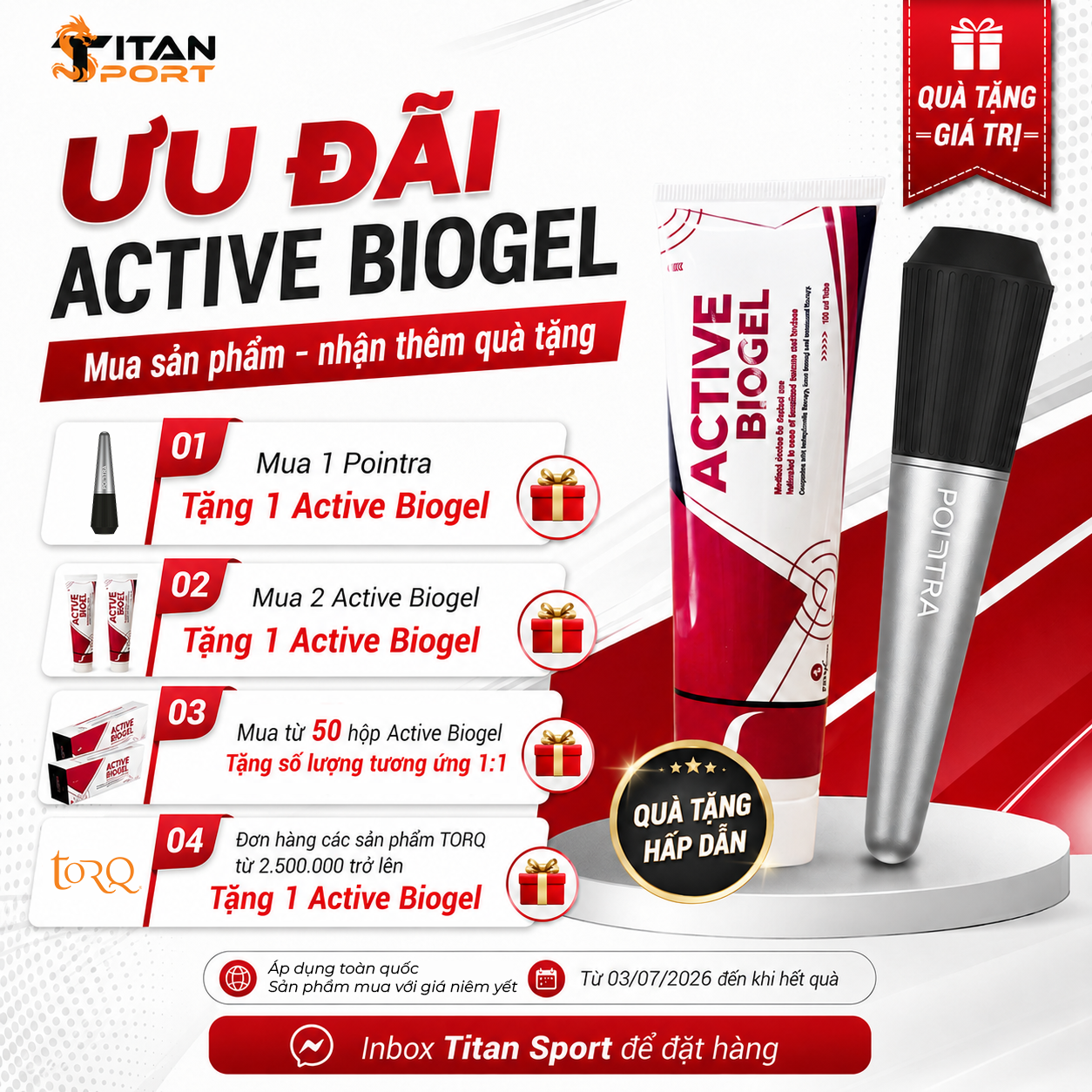 ưu đãi khi mua active biogel Titan Sport